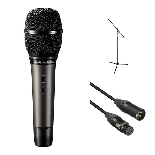 Audio-Technica ATM710 Cardioid Condenser Handheld Microphone Kit with Mic Stand and Cable