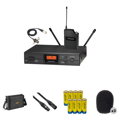 Audio-Technica ATW-2129b Wireless Lavalier Microphone System Kit with Carry Bag & Accessories (Band I: 487.125 to 506.500 MHz)