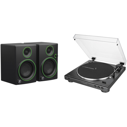 Audio-Technica Consumer AT-LP60XUSB Stereo Turntable Kit with 2x Mackie CR3 Speakers (Black)