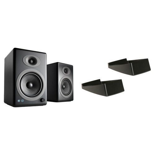 Audioengine A5+ Wireless Bluetooth Speaker System with DS2 Desktop Stands (Satin Black, Pair)