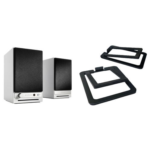 Audioengine HD3 Bluetooth Speaker System with DS1M Desktop Speaker Stands Kit (Hi-Gloss White, Pair)
