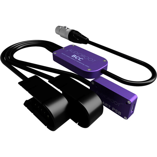 AUDIOROOT BCC Power Combining Cable with Two Battery Cups, USB-C, and XLR-4F Connector (With Telemetry)