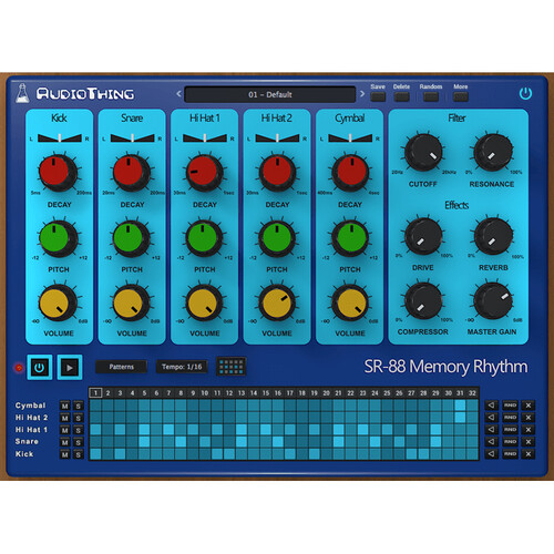 AudioThing SR-88 Analog Drum Machine Software Plug-In (Download)