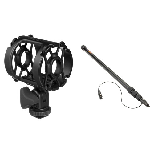 Auray Aluminum Telescoping Boompole Kit with Universal Microphone Shockmount