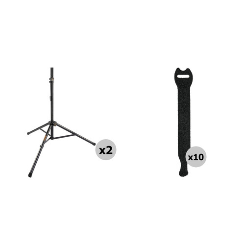 Auray Deluxe PA Speaker Kit with Two Speaker Stands and Touch-Fastener Straps