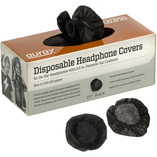 Auray Disposable On-Ear Headphone Covers (50 Pairs, Black)