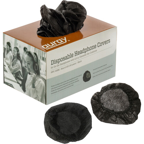 Auray Disposable Over-Ear Headphone Covers (50 Pairs, Black)