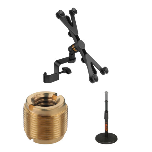 Auray IPU-108 Universal Tablet Stand Adapter Kit with Telescoping Tabletop Mic Stand and Thread Adapter
