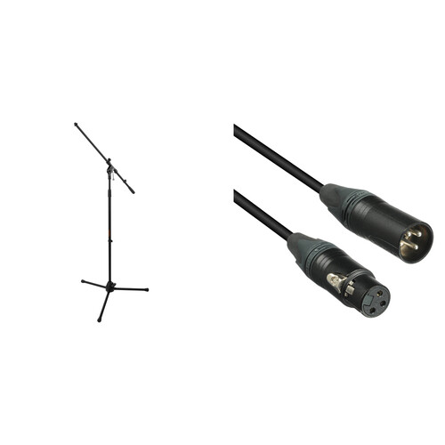 Auray MS-5230F Tripod Microphone Stand with Fixed Boom and XLR Cable Kit
