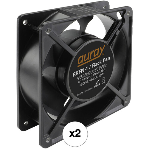 Auray RKFN-1 Rack Fan with Power Cord Kit (2-Pack)