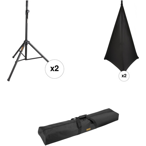 Auray SS-4420 Dual Speaker Stand Kit with Scrims and Bag (Black)