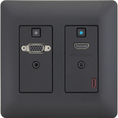Aurora Multimedia Two-Gang VGA/HDMI WP HDBaseT Extender Kit with Audio Amplifier (Black)