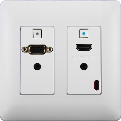 Aurora Multimedia Two-Gang VGA/HDMI Wall Plate HDBaseT Extender Kit with Audio (White)