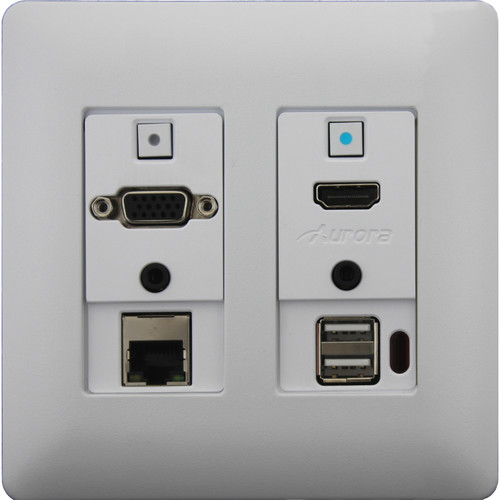 Aurora Multimedia Two-Gang VGA/HDMI/LAN/USB 2.0 WP HDBaseT Extender Kit with Audio (White)