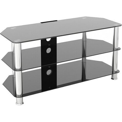 AVF Group 39" Classic Corner Glass TV Stand with Cable Management (Chrome with Black Glass)