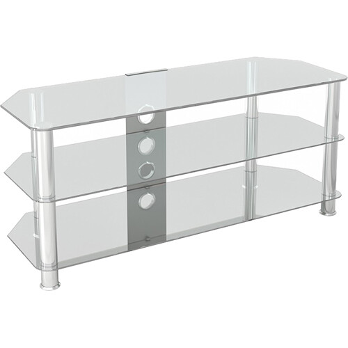 AVF Group 45" Classic Corner Glass TV Stand with Cable Management (Chrome with Clear Glass)