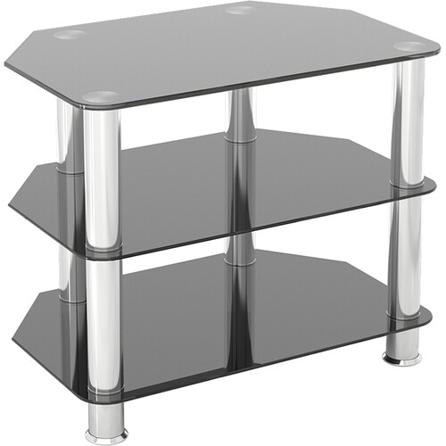 AVF Group 24" Classic Corner Glass TV Stand (Chrome with Black Glass)