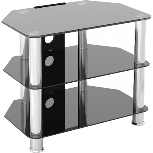 AVF Group Classic Corner Glass TV Stand (Chrome Frame, Black Glass)