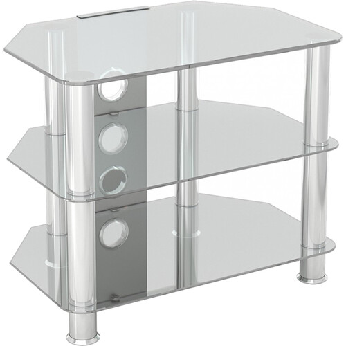 AVF Group Classic Corner Glass TV Stand (Chrome Frame, Clear Glass)