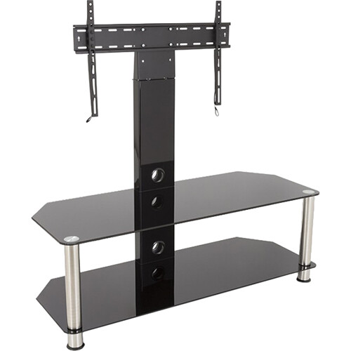 AVF Group 45" Corner Pedestal TV Stand (Black Glass with Chrome Tube)