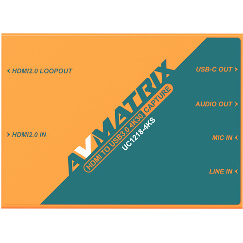 AVMATRIX UC1218-4KS HDMI to USB 4K Capture Box UC1218-4KS B&H