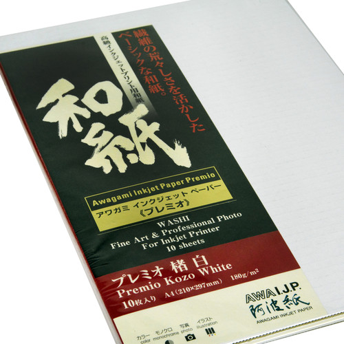 Awagami Factory Premio Kozo White Fine-Art Inkjet Paper (A4, 10-Sheets)