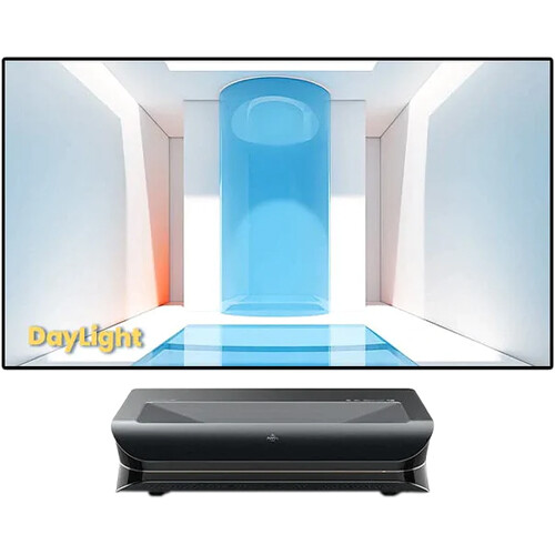 AWOL Vision LTV-3500 Pro 3000-Lumen XPR 4K RGB Laser Projector with ALR-D100 Fixed Frame Screen
