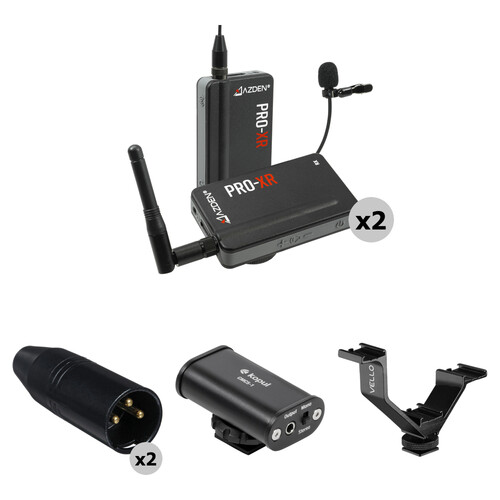Azden PRO-XR 2-Person Digital Camera-Mount Wireless Omni Lavalier Microphone System Kit (2.4 GHz)