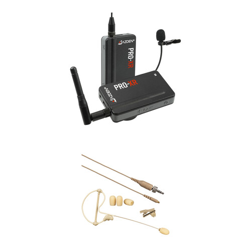 Azden PRO-XR Digital Camera-Mount Wireless Microphone System with Omni Lavalier and Earset Kit (2.4 GHz)