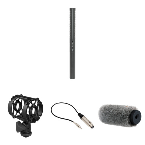 Azden SGM-250 Shotgun Microphone Kit with Shockmount, Windshield, and 3.5mm Adapter Cable Kit (Battery, Phantom)