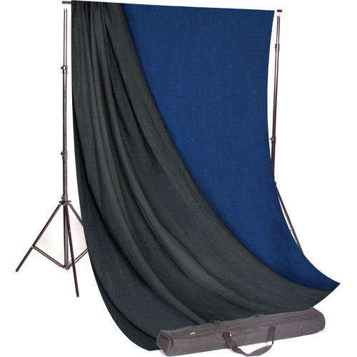 Backdrop Alley Studio Kit with Muslin Backdrop (10 x 12', Medium Blue / Graphite)