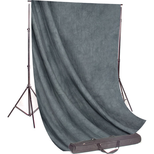 Backdrop Alley Studio Kit with Muslin Backdrop (10 x 12', Gray Mist Crush)