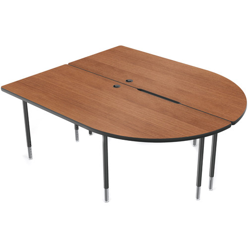 Balt MediaSpace Multimedia & Collaboration Table (Large Double, Amber Cherry Laminate, Black Edge, Black Legs)