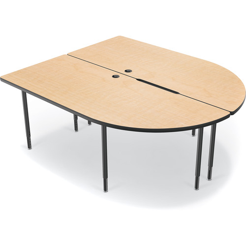 Balt MediaSpace Multimedia & Collaboration Table (Large Double, Fusion Maple Laminate, Platinum Edge, Black Legs)