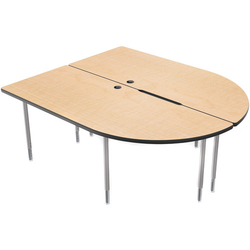 Balt MediaSpace Multimedia & Collaboration Table (Large Double, Fusion Maple Laminate, Black Edge, Platinum Legs)