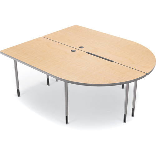 Balt MediaSpace Multimedia & Collaboration Table (Large Double, Fusion Maple Laminate, Platinum Edge, Platinum Legs)