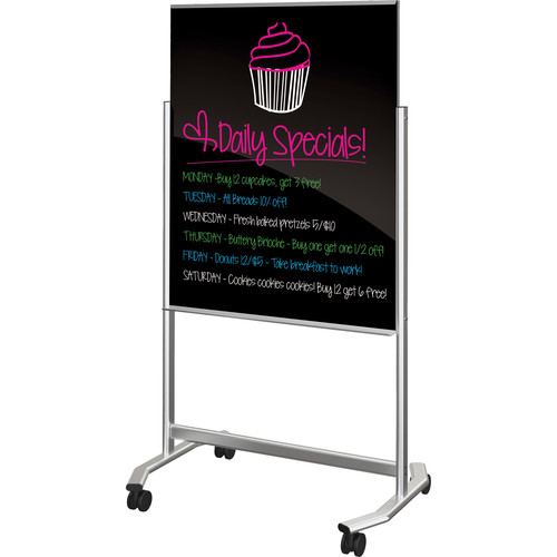 Balt Visionary Move Mobile Magnetic Glass Whiteboard (3 x 4', Black)
