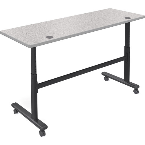 Balt Height Adjustable Flipper Table (72" Long, Gray Nebula Laminate, Platinum Edge)