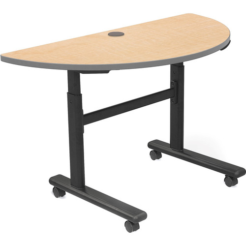 Balt Height Adjustable Sit and Stand Flipper Table (Half Round, Fusion Maple Laminate, Platinum Edge)