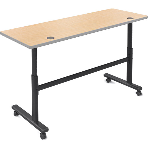 Balt Height Adjustable Sit and Stand Flipper Table (60" Long, Fusion Maple Laminate, Platinum Edge)
