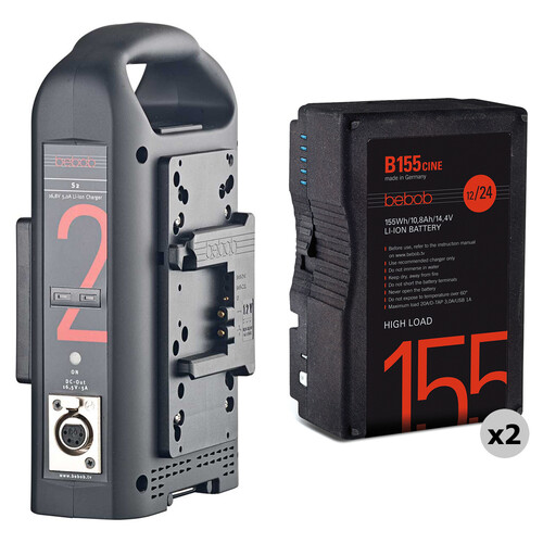 その他 Bebob 2-Channel V-Mount Simult bebob 2 x 155Wh Li-Ion B-Mount Batteries with Dual B-Mount