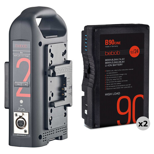 bebob 2 x 86Wh Li-Ion B-Mount Batteries with Dual B-Mount Charger Kit