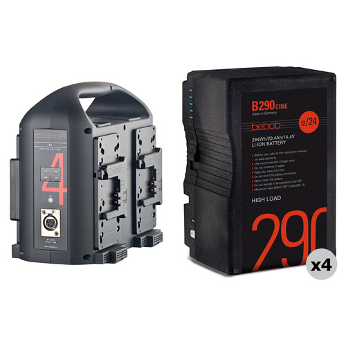 bebob B290CINE Lithium-Ion 4-Battery Kit with Quad Charger (294Wh, B-Mount)