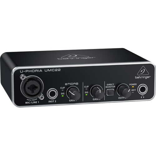 Behringer UMC22 Professional 2x2 USB Audio 0805-AAJ86-001 B&H