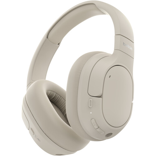 Belkin SoundForm Isolate Wireless Noise-Canceling Over-Ear Headphones (Sand)