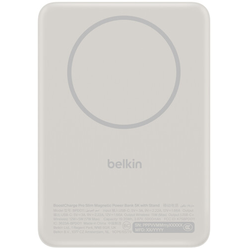 Belkin BoostCharge Slim Magnetic Power Bank with Stand (Sand, 5000mAh)