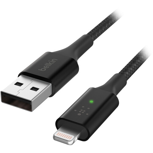Belkin BoostCharge Smart LED Lightning to USB-A Cable (4', Black)