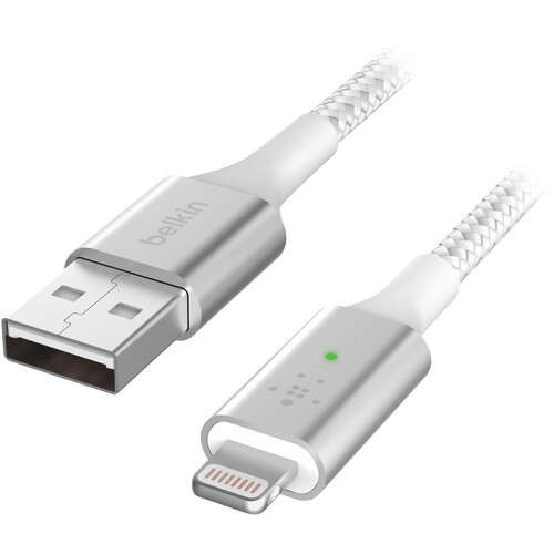 Belkin BoostCharge Smart LED Lightning to USB-A Cable (4', White)
