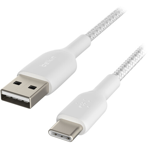 Belkin BoostCharge Braided USB-C to USB-A Cable (3.3', White)