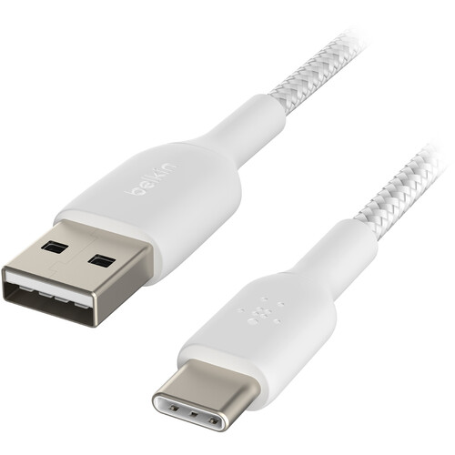 Belkin BoostCharge Braided USB-C to USB-A Cable (6.6', White)